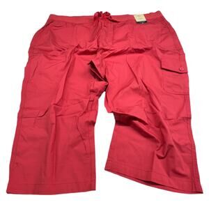 St. John's Bay Women's Red Wide Leg Cargo Capri Pants 3X New